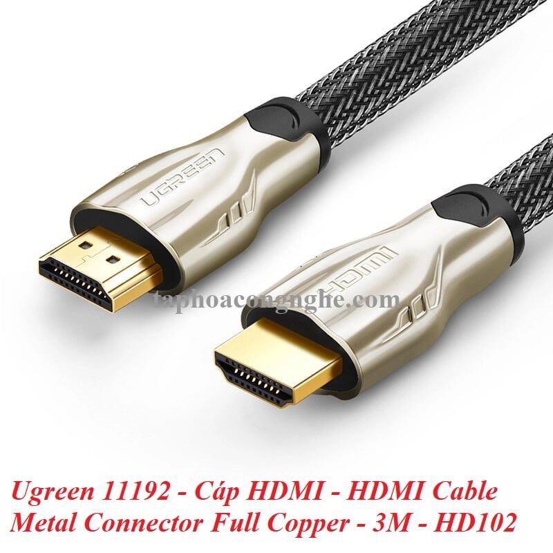 Ugreen 11192 3M màu Đen Cáp tín hiệu HDMI vỏ bọc lưới cao cấp HD102 30011192